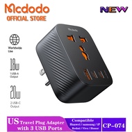 Mcdodo Universal Travel Adapter, US Plug Multi-port Power Socket with Universal AC Outlet, 20W USB-C