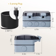 STARELO Outdoor Power Outlet with 30FT Extension Cord, IP66 Waterproof Outdoor Wall Power Socket wit