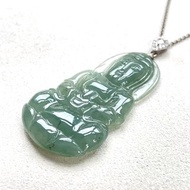 冰種油青翡翠觀音菩薩項鍊 925純銀墜頭 | 天然緬甸玉翡翠A貨