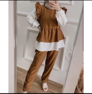 STELAN WANITA TERBARU//STELAN WANITA TERMURAH//ONE SET MEYKA REMPEL BALON DAILY BLOUSE SET WANITA