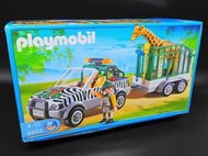 嚴重盒損 Playmobil 4855 摩比 2009年 動物園 吉普車 與 長頸鹿 運輸車 G33