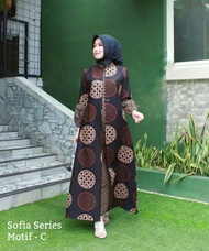 baju gamis batik wanita terbaru jumbo kombinasi polos kekinian - bola m