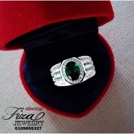 cincin lelaki silver 925 permata hijau, cincin permata hijau silver 925, silver 925 men ring emerald