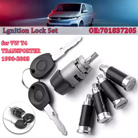 7PCS Start Switch Door Lock Cylinder Ignition Switch 4 Door Lock Barrel 2 Button Group for Volkswage