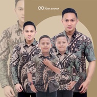 HIJAU KEMEJA Alma Clothing Batik Shirt For Boys (Batik Kate Ijo) Sage Green Color Batik For Adult Men Couple Batik Father And Son