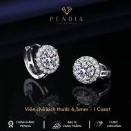 Luxury Sparkling 6,5mm White Gold Classic Round Silver Earrings - Inspection Certificate KT003