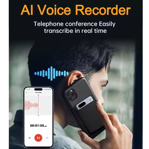 AI Voice Recorder ChatGPT-4 App 64GB Transcribe Summarize Phone Call Mini Audio Note Voice Recorder 