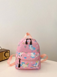 Mochila Doble Impresa Con Dibujos Animados De Unicornio, Linda Mini Mochila Escolar De Nailon Para Niñas