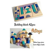 Wooden blocks -- Wooden Building blocks 42 pcs_wooden box + sliding lid - educational toys stacking 