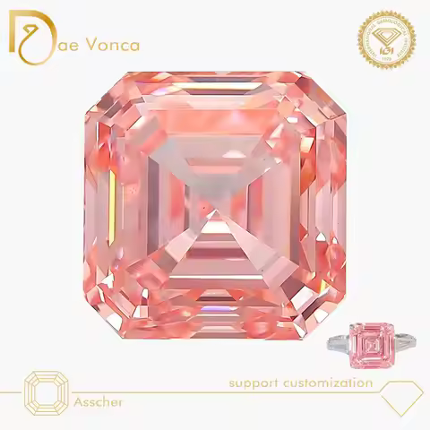 Pink Color Asscher Cut Lab Loose Diamonds HPHT/CVD Asscher Shape Lab Grown Diamond For Fine Jewelry