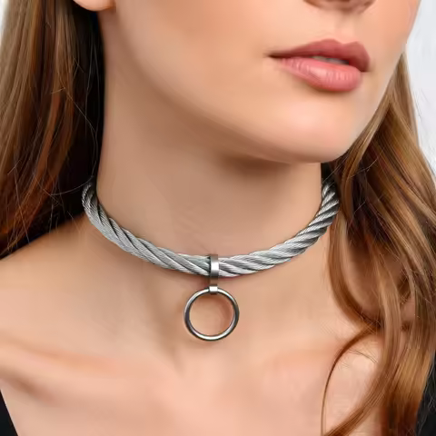 ACECHANNEL Stainless Steel wirerope Lockable torkue slave Collar Choker Men women chain Necklace bon
