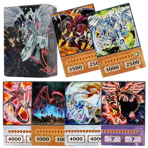 100Pcs Anime Style Yu-Gi-Oh Cards Blue Eyes Dark Magician Exodia Obelisk Slifer Ra Yugioh DS5 Classi
