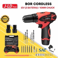 JLD TOOL - Cordless Bor Tool Kit 12V-1A Baterai Bor Cas Full Set