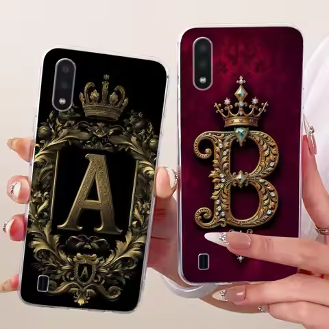 For Samsung Galaxy A01 M01 Case SM-A015F SM-M015F Silicone Cover Fashion Letter Crown Soft Phone She
