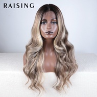 RAISING  Synthetic Lace Front Wigs For Black Women Body Wave Ombre Brown Ginger Highlight Lace Wigs Heat Resistant Cosplay Wigs