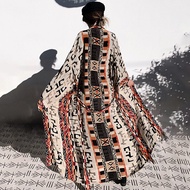 <901>New Green Geometric Cardigan Loose Large Size Bohemian Printed Bikini Cover-ups Elegant Self Be