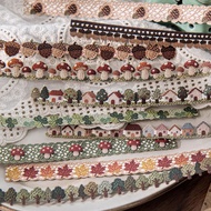 Aesthetic Long Strip Cardstock Stickers Handmade Crochet Series Vintage Creative DIY Journal Border 