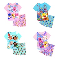 [SG SELLER] Kids cuddle me cotton tshirt set pyjamas sleepwear boys girls children baby shark