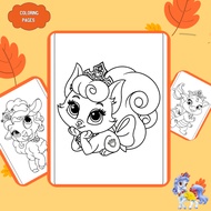 Set of 50 coloring pages, coloring pages for children of Pets in the Palace Pets, 160gsm thick A4, A