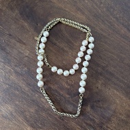 Chanel classic vintage gold Pearl Necklace經典中古復古香奈兒小香珍珠長頸鏈#V366