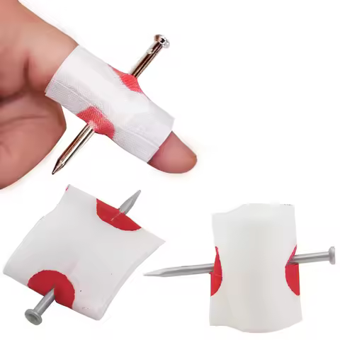 2Pcs Fool Toys Blood Prank Magic Prop Joke Fake Nail Through Finger Magic Funny Gadgets Magic Trick 