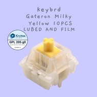 10PCS (Lubed Krytox 205g0) Gateron Milky Yellow Pro Thocky Smooth Linear Keyboard Switches