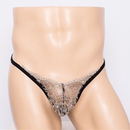 BD911 Men's Underwear Transparent Mesh Lace Fabric Sexy Low-Waist Muscle Male Nightclub Show Thong