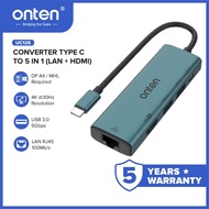 ONTEN TYPE C TO 5IN1 LAN+HDMI OTN-UC125 - 00891