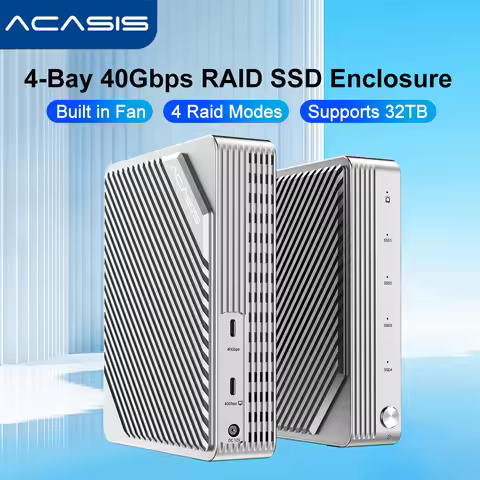 Acasis 4 Bay M.2 NVME SSD Enclosure Thunderbolt 4/3 40Gbps Compatible M.2 To Type-C 4.0 32TB RAID 0/