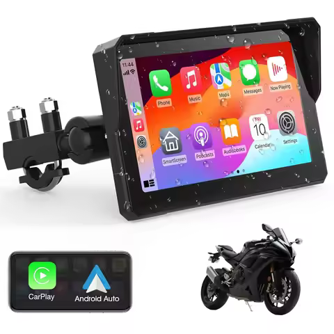 7-Inch Wireless Motorcycle Carplay GPS Navigation System with Apple Carplay and Android Auto, Naviga