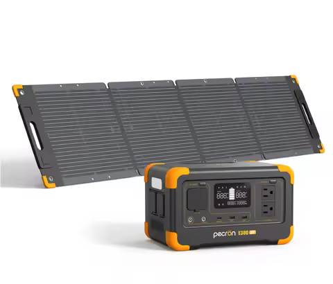 PECRON Solar Kit 1 E300LFP 600W 288Wh Portable Power Station+1 PV100 Portable Solar Panel For Solar 