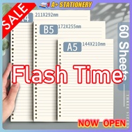 【On Hand】A5/B5/A4 Refill pages/ loose leaf Notebook binder Refill (60 leaves)