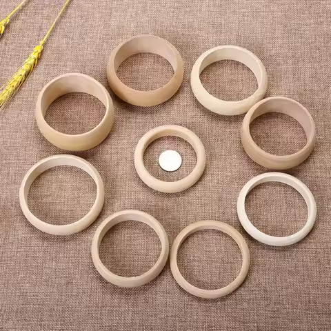 6PCs Unfinished Natural Untreated Plain Wooden 68mm(2.68") Round Bracelet K3ND