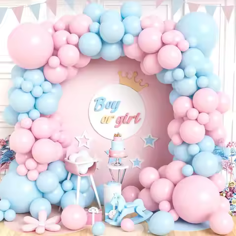 97Pcs Macaroon Pink Blue Balloons Garland Arch Kit for Boy Girl Baby Shower Birthday Engagement Brid