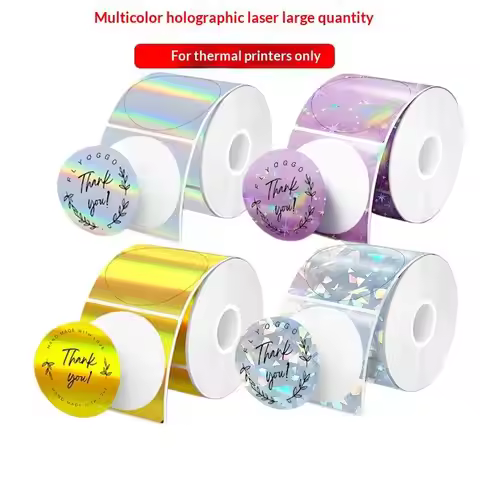 1 Roll Laser-color Silver/Matte Silver Labels Thermal Transfer Printing Paper Round Square Sticker F