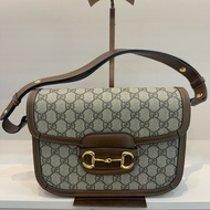 Gucci 1955馬鞍包 老花拼焦糖色中號單肩斜挎