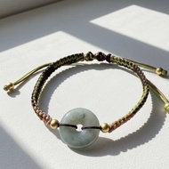 【願‧平安】冰種烏雞翡翠平安扣編織手鍊 | 天然緬甸玉A貨翡翠