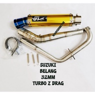 [ GL RACING ] SUZUKI BELANG RACING TURBO Z DRAG EXHAUST PIPE EKZOS MUFFLER 32MM - 100% ORIGINAL GL R