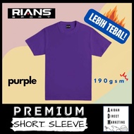 PURPLE - RIANS (PREMIUM) Plain Cotton Round Neck T-Shirt (Short Sleeve) 190gsm (Men / Woman) -  [REA