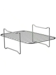 1入組不鏽鋼燒烤網，適用於空氣炸鍋，矩形設計帶有四個角和G形狀，適用於家庭使用