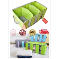 Storage Box ♢【65L Storage Box】Bamboo Charcoal Three-Grid Transparent Storage Box Clothes Organizer♩