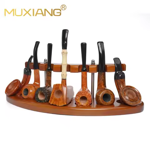MUXIANG Pipe Rack 8 Positions Pipe Rack Desktop Decorative Wooden Rack Father's Day Gift Imported Wa