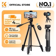 K&F CONCEPT 2-in-1 Portable Tripod for Phone & Camera, 152CM, Adjustable Height & Bluetooth Remote