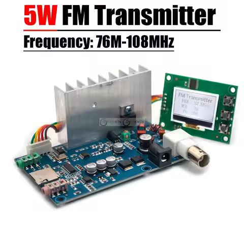 12V 5W FM Transmitter PLL Stereo Audio FM Broadcast 76-108MHz Digital LCD Display Frequency Radio St