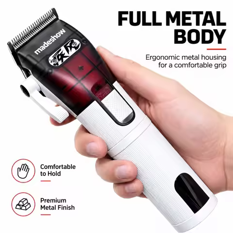 Madeshow M5F Max Hair Clippers for Men 7200RPM Brushless Motor Full Metal 3000mAh Cordless Barber Cu