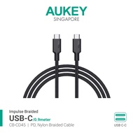 Aukey CB-CD45 0.9m USB-C to USB-C Cable USB 2.0 for Android Samsung Huawei Xiaomi (18 Months Warranty)