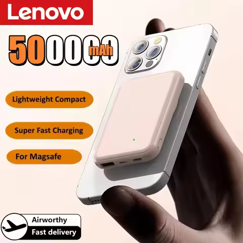 Lenovo 500000mAh Magnetic Power Bank Portable Wireless Super Fast Charging External Battery Powerban