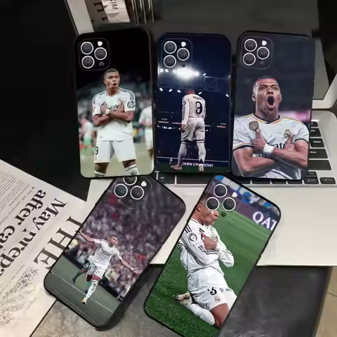 1PC FootballStar K-kylian M-mbappe Phone Case Silicone Soft Black Shockproof TPU For IPhone 16 15 14