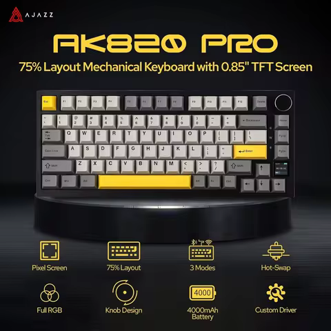 Ajazz AK820/AK820Pro Gaming Mechanical Keyboard Bluetooth 5.1/Wireless/C-Wired Customized Keyboard w