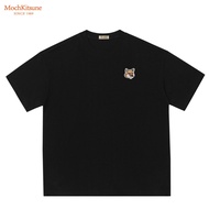 Maison Kitsune เสื้อยืดคอกลมเสื้อยืดคลาสสิกโลโก้ปักจิ้งจอกน้อยคอกลมที่เหมาะกับชายและหญิงคอกลมคลาสสิก